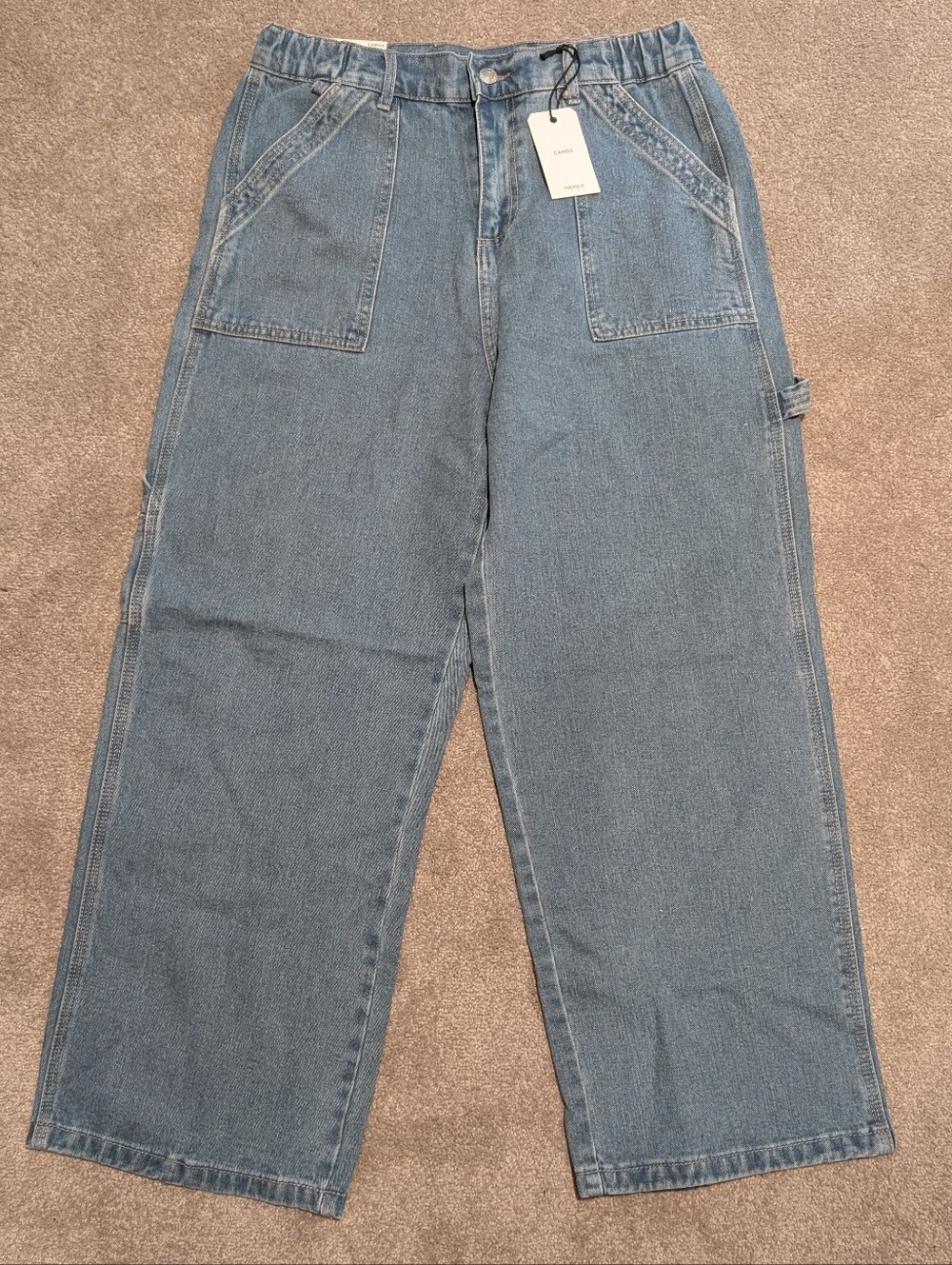 Forever 21 Women's Cargo Carpenter Light Blue Denim Jeans NWT